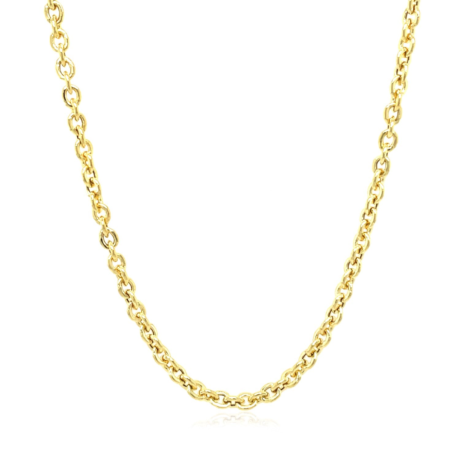 14k Yellow Gold Forsantina Lite Cable Link Chain (2.90 mm) in a sleek high-contrast midnight luxury editorial style
